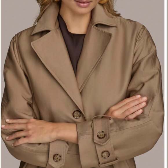 DKNY Khaki Trench Coat Size Medium - Picture 5 of 12